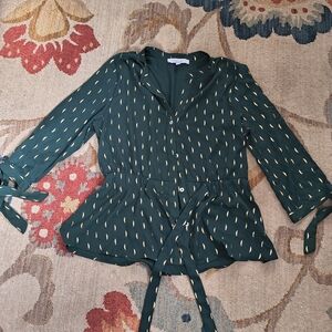 Green Patterned Women's Top